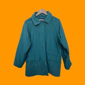 Lands' End Winter Jacket Warm Hooded Thick Turquoise Blue Women Sz M(10-12)